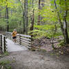 A runner enjoying the quiet of spring along Boston Run Trail. Photo by Sara Guren.