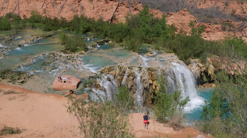 Navajo Falls, located in between Supai, AZ and the Havasupai Campground.