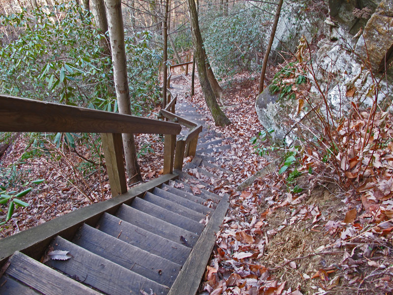Stairs are common on the High Shoals Falls Loop.