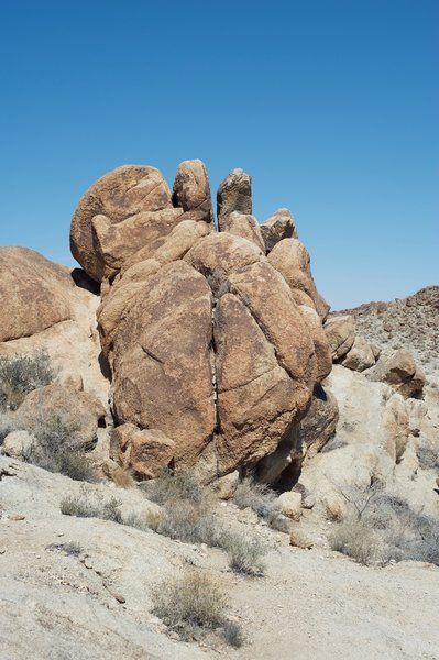 Large boulders sit alongside of the trail. Feel free to explore, but make sure to be on the lookout for snakes, scorpions, and other animals that rest in the shade.