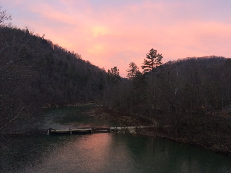 Winter Evening Skies - The scene at the end of the Angels Falls Trail of Big South Fork River in Big South Fork National River and Recreation Area.