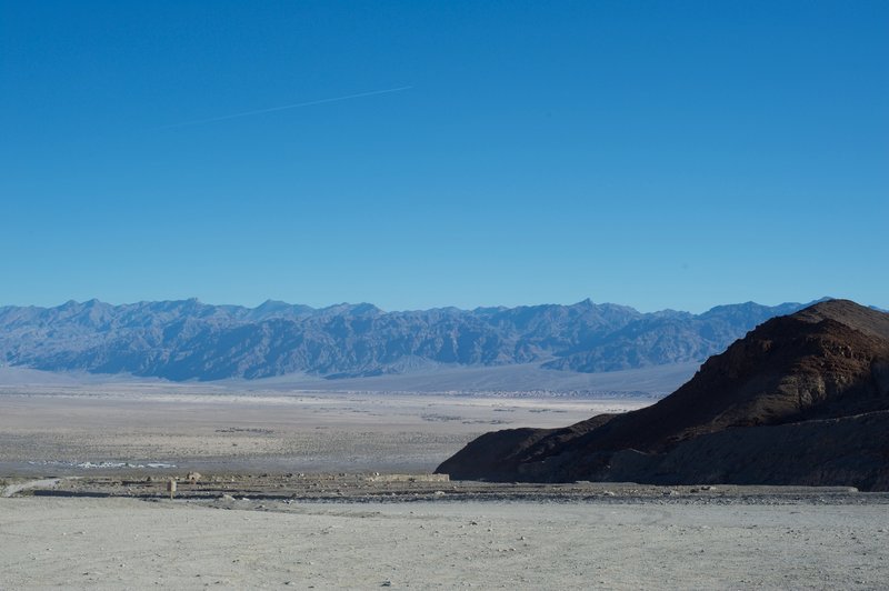 Emerging from the canyon, sweeping views of Death Valley and the Mesquite Sand Dunes (on the right in the distance) await.