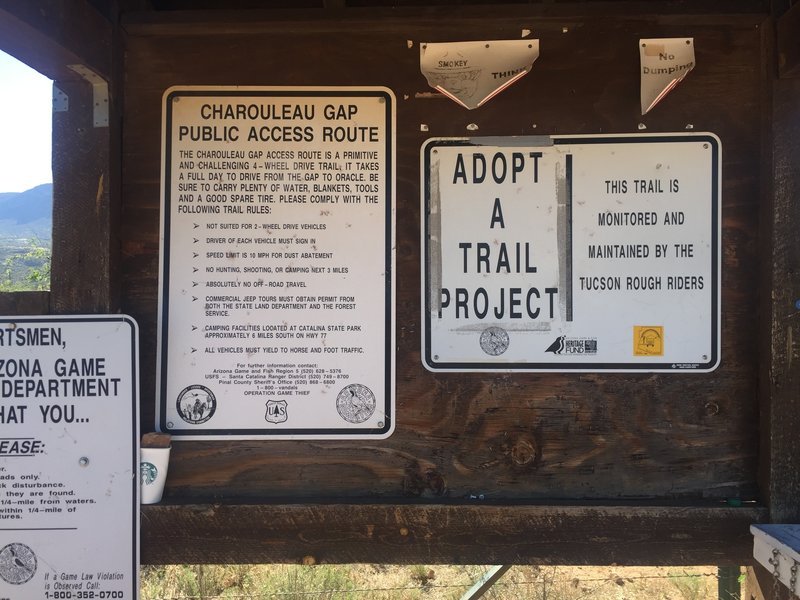 Here's the trailhead signage with good information and to let you know you're in the right place. Log book on the right.