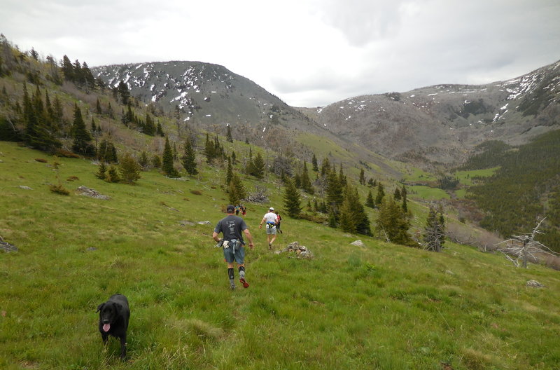 Dropping into Casey Meadows.