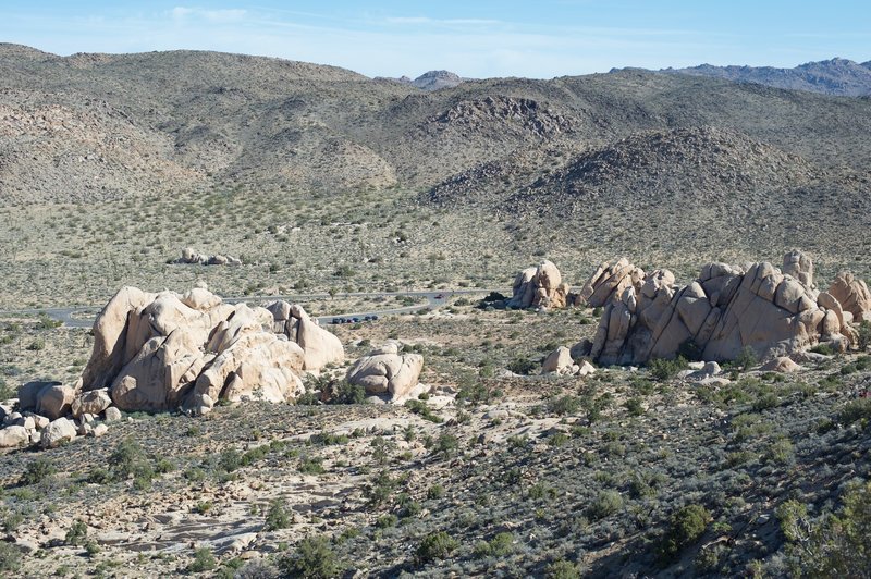 The rock formations that the trail passes through at the beginning of the trail. They are great for exploration.