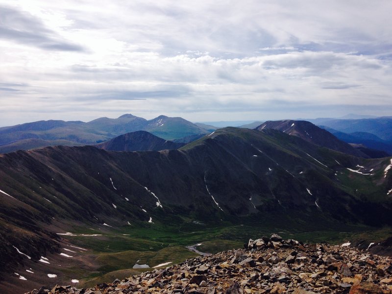 On top of Grays.  Mt. Edwards is out of view on the left.  Argentine is in the middle and Squaretop is in the background.