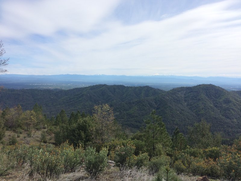 Piece of the view from the top: Redding behind/left of the ridge, Lassen on the horizon.