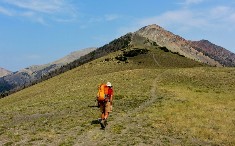 Starting up the Southeast Ridge of Electric Peak.