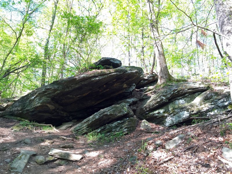 One of the first captivating rock outcroppings hikers encounter on this trail (near IF 14).
<br>
It is thought that primitive peoples may have used these formations as shelters.