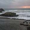 Overlooking the Sutro Baths at sunset.