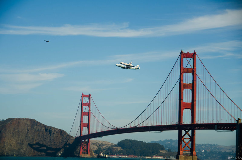 Flying over the Golden Gate.