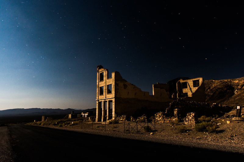 The ghost town at dusk.