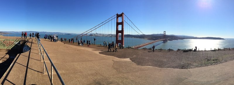 Marin Headlands panorama of the Golden Gate Bridge.