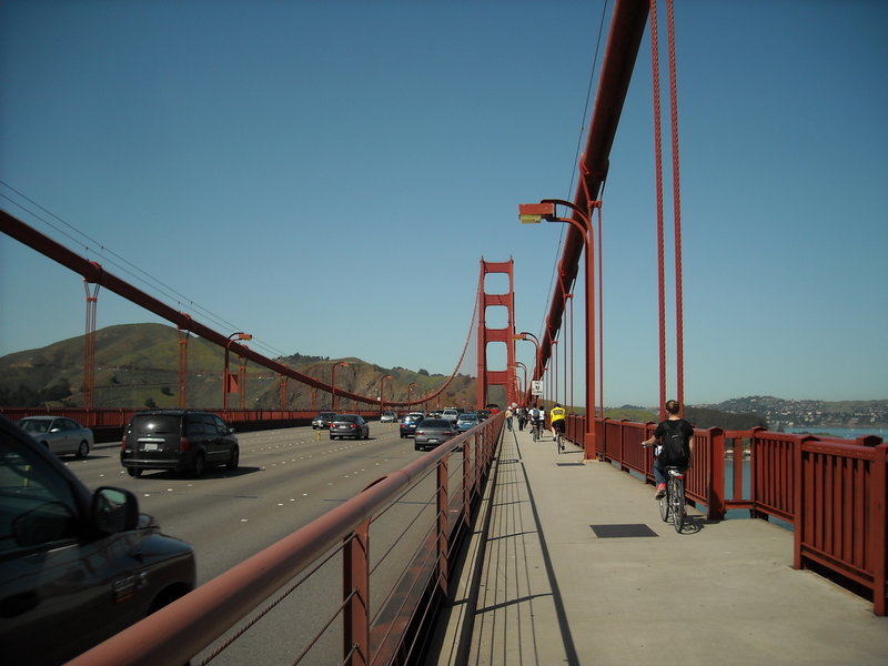 The path across the Golden Gate Bridge.