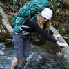 Water crossing on Goshen Prong off of Little River Trail, Rocks and a fallen tree handrail make it an easy crossing.