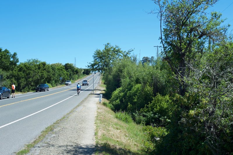 The Edgewood Trail begins along Edgewood Road as it departs the parking area.  It's popular with cyclists, especially on the weekend.