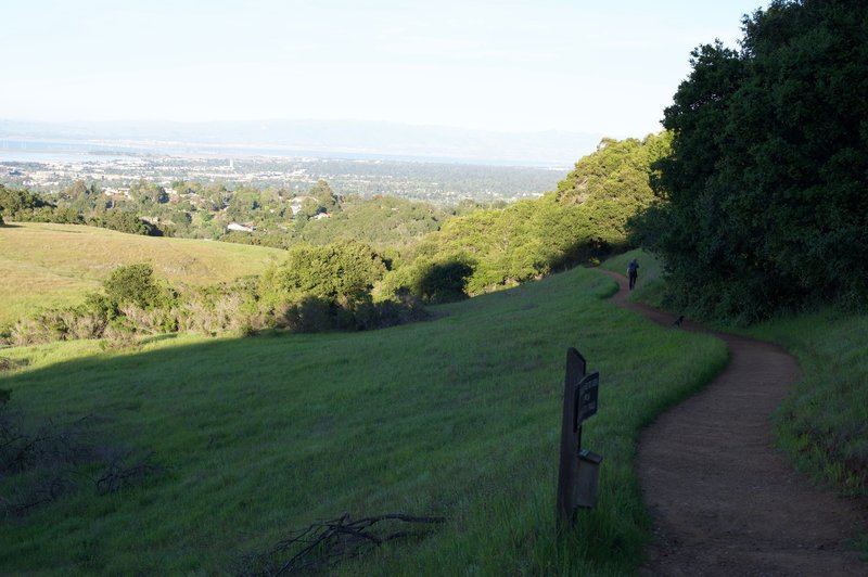 The trail descends toward the Serpentine Trail.