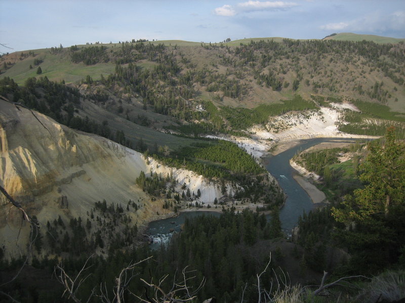 Looking up the Yellowstone River from the Tower Fall-Roosevelt Lodge Trail, high above Tower Fall.