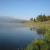 Morning breaks over Cascade Lake.