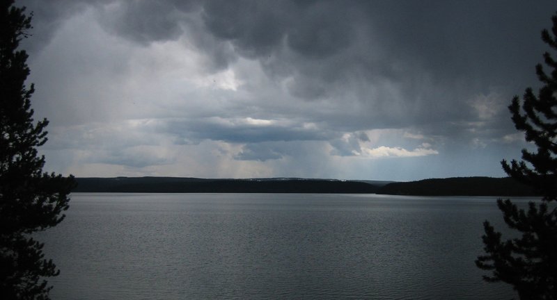 Storm clouds building over Shoshone Lake.