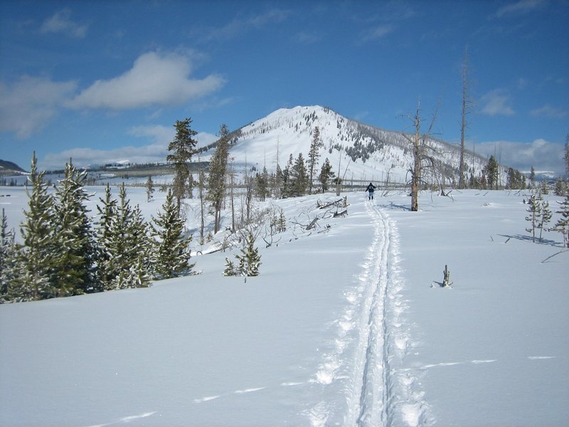 Sheepeater Ski Trail skiing toward Bunsen Peak.