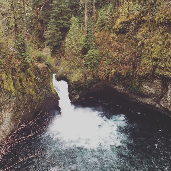 Punch Bowl Falls drops into its pool.