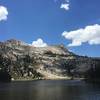 Clouds pass overhead as Elizabeth Lake sits below Unicorn Peak.