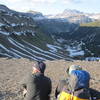 Contemplating a way down into Death Canyon; snowed in - June 2012.