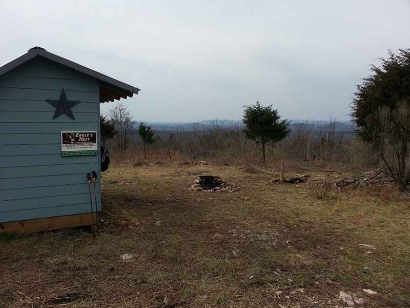 The Eagle's Nest shelter on the Uwharrie Trail Extension at the top of Little Long Mountain.