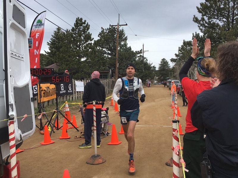 Galen Burrell takes the win in the 1st Boulder Mountain Marathon with a fast time of 3:00:20. Photo - Michelle Smith