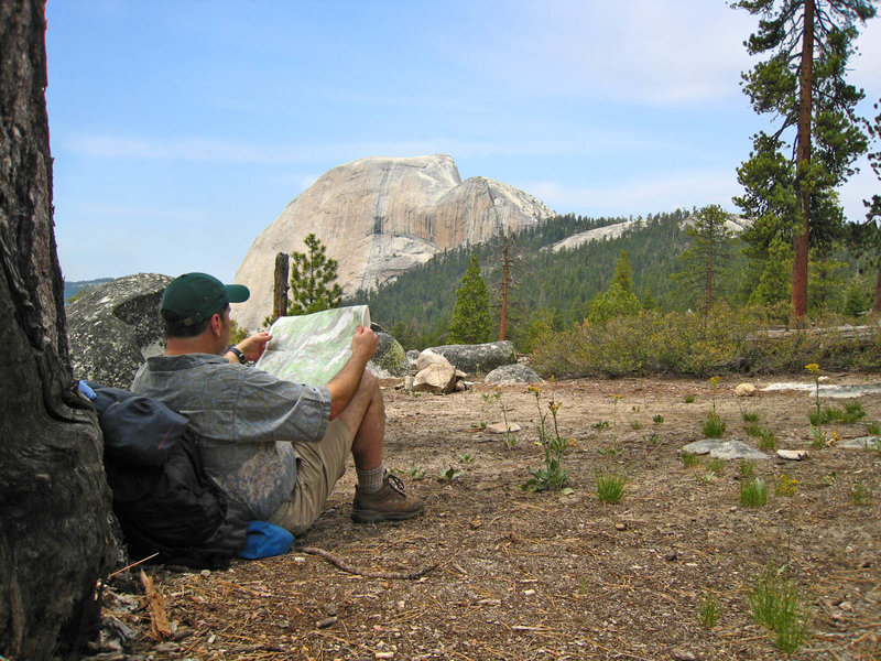 View of Half Dome from an excellent campsite along the John Muir