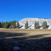 Looking up at Pothole Dome.