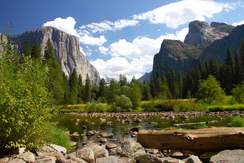 Valley View of Yosemite Valley - El Capitan and Three Brothers.