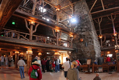 Inside Old Faithful Inn.