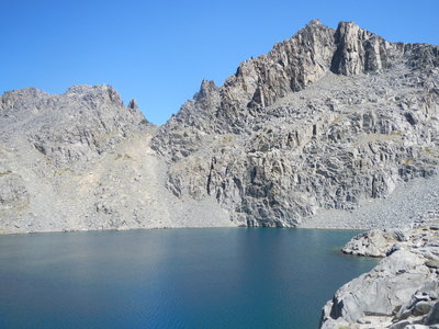 View of Iron Lake with Iron Mountain towering in the background.