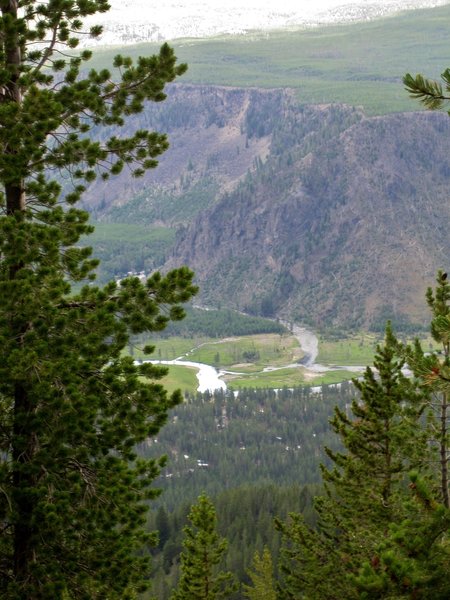 National Park Mountain and the confluence of the Firehole and Gibbon Rivers forming the Madison River.
