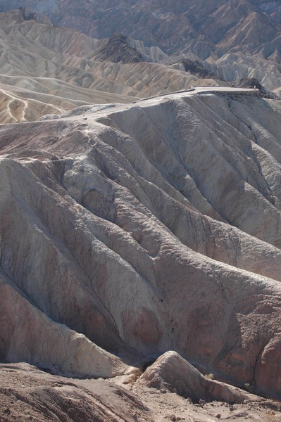 From the Red Cathedral Canyon Trail, view of Zabriskie Point.