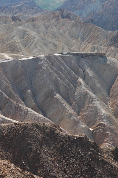 From the Red Cathedral Canyon Trail, view of Zabriskie Point.