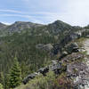 Looking back toward Emily and Buck Peaks.