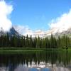 Lake reflections on Swiftcurrent Lake.