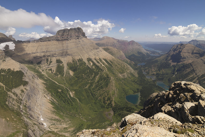 View into the Swiftcurrent drainage from the lookout.