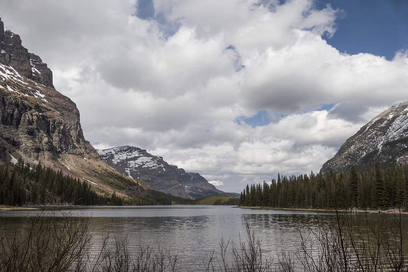 View of Lake Josephine from raised walk at head of lake.