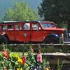 Red Jammer Bus at Lake McDonald Lodge.