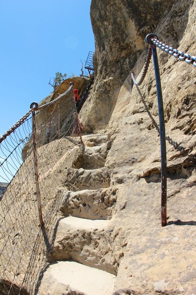 Climbing to the cliff dwelling.