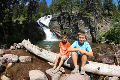 Alex and Gabriel at Twin Falls, Glacier NP