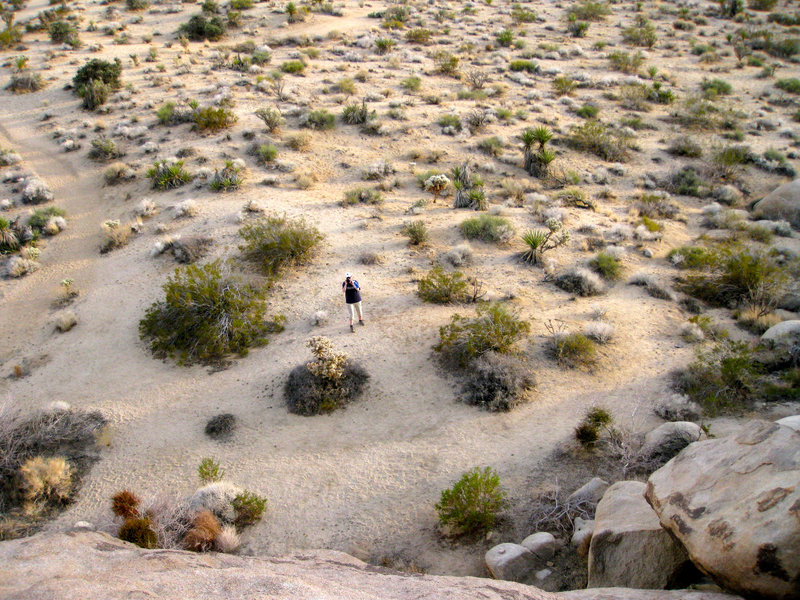 View from top of Indian Cove rocks with the trail on the left.