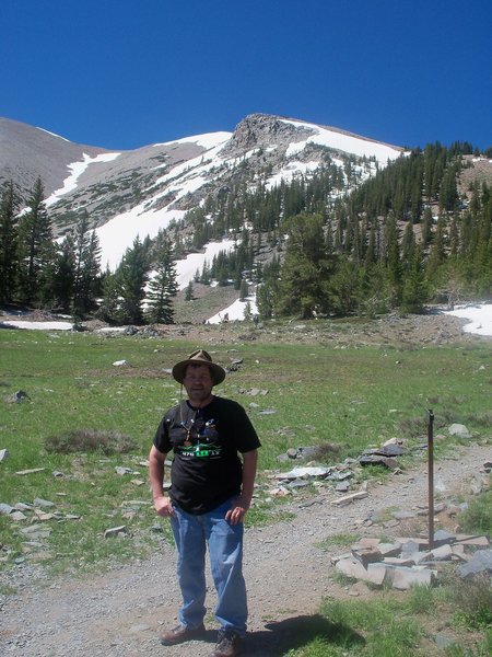 Looking across the meadow toward the summit.