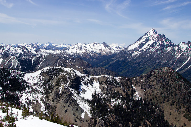 Views of Mt. Stuart and the Enchantments from Navaho Peak.