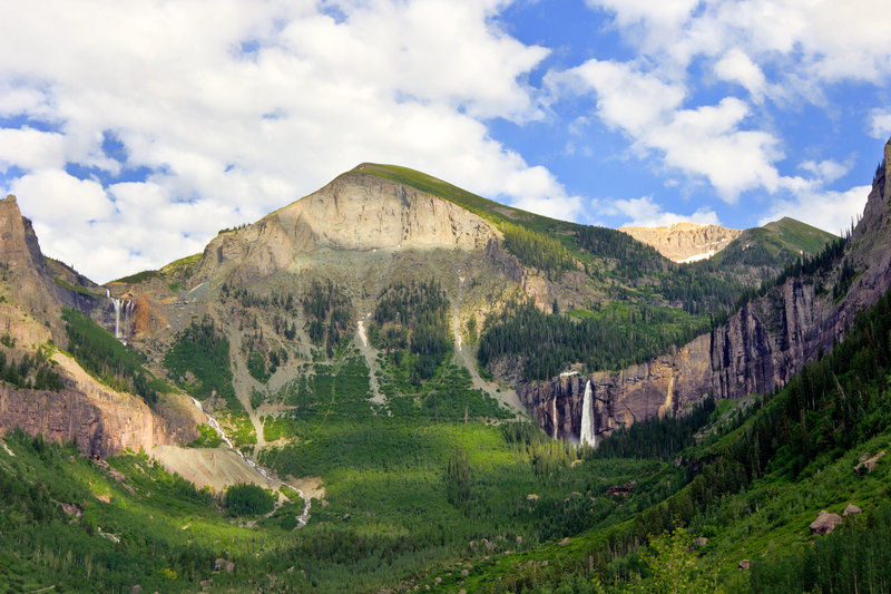 The waterfalls seen from Telluride.