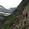 Bedrock bench cut along the Grinnell Glacier Trail.